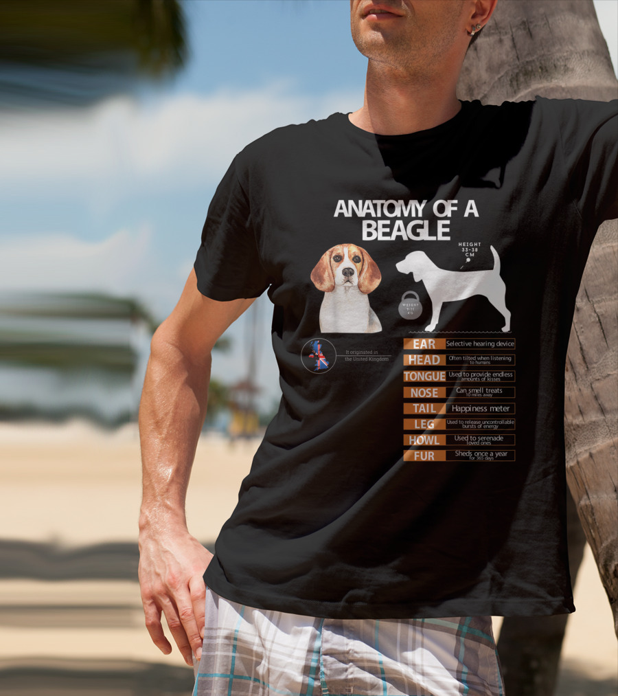Anatomy Of A Beagle Ear Head Tongue Nose Tail Leg Howl Fur Mom Grandma Dad T-Shirt