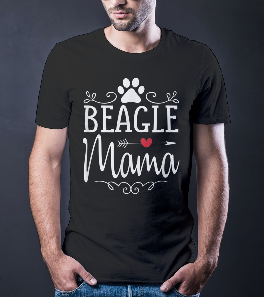 Beagle Mama Paw Print Heart Arrow T-Shirt