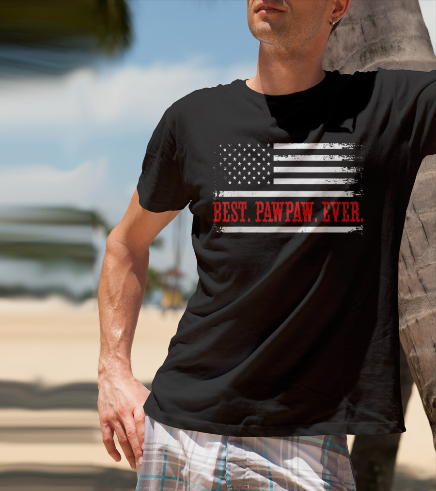 Best Pawpaw Ever American Flag Vintage USA Stripes T-Shirt