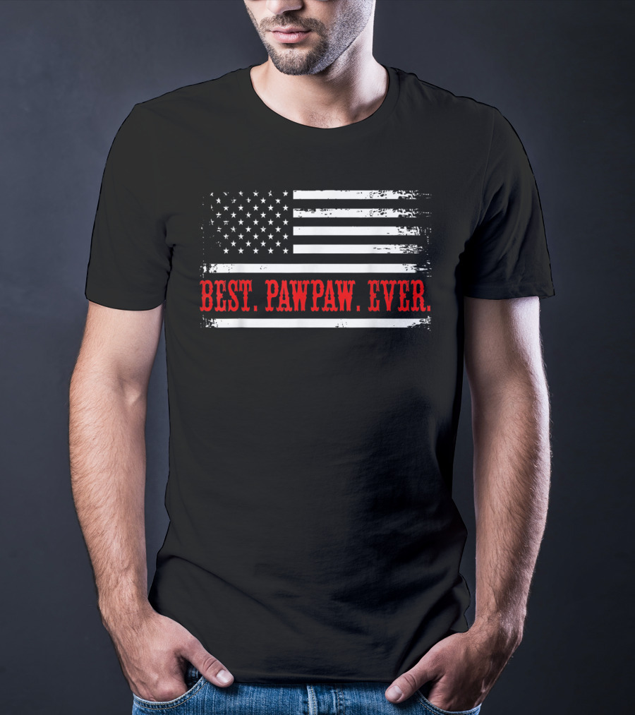 Best Pawpaw Ever American Flag Vintage USA Stripes T-Shirt
