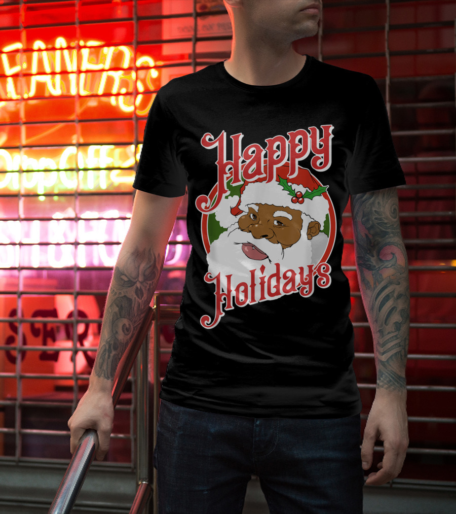 Happy Holidays African American Santa Claus T-Shirt