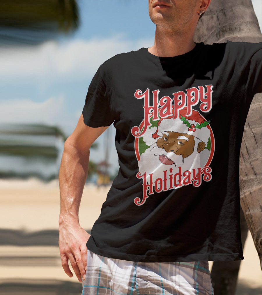 Happy Holidays African American Santa Claus T-Shirt