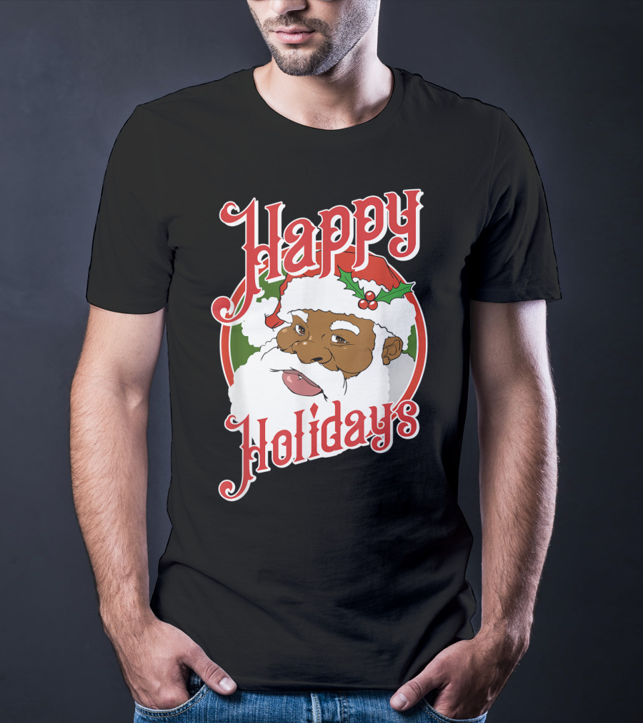 Happy Holidays African American Santa Claus T-Shirt