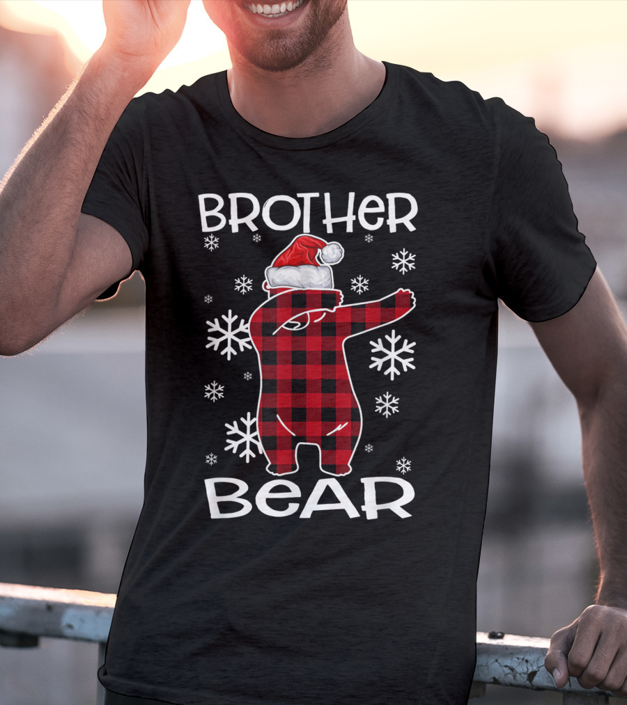 Brother Bear Dabbing In Santa Hat With Snowflakes T-Shirt