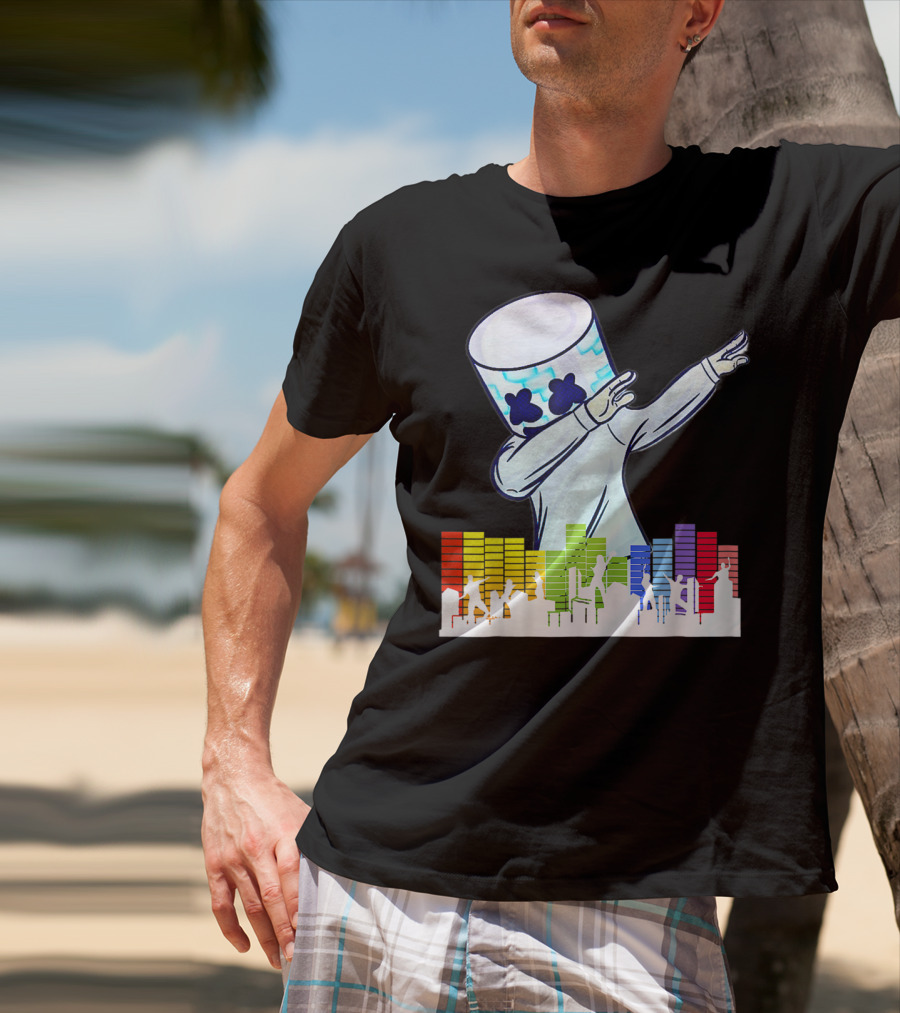 Buy All I Want For Christmas Is Marshmallow With Dancing DJ And Colorful Sound Bars T-Shirt