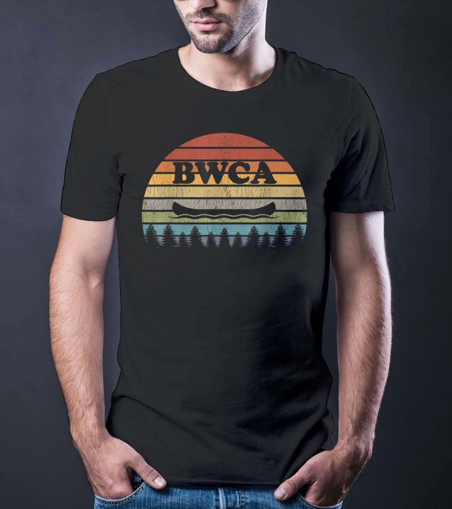 BWCA Minnesota Vintage Canoe Retro Sunset Forest T-Shirt