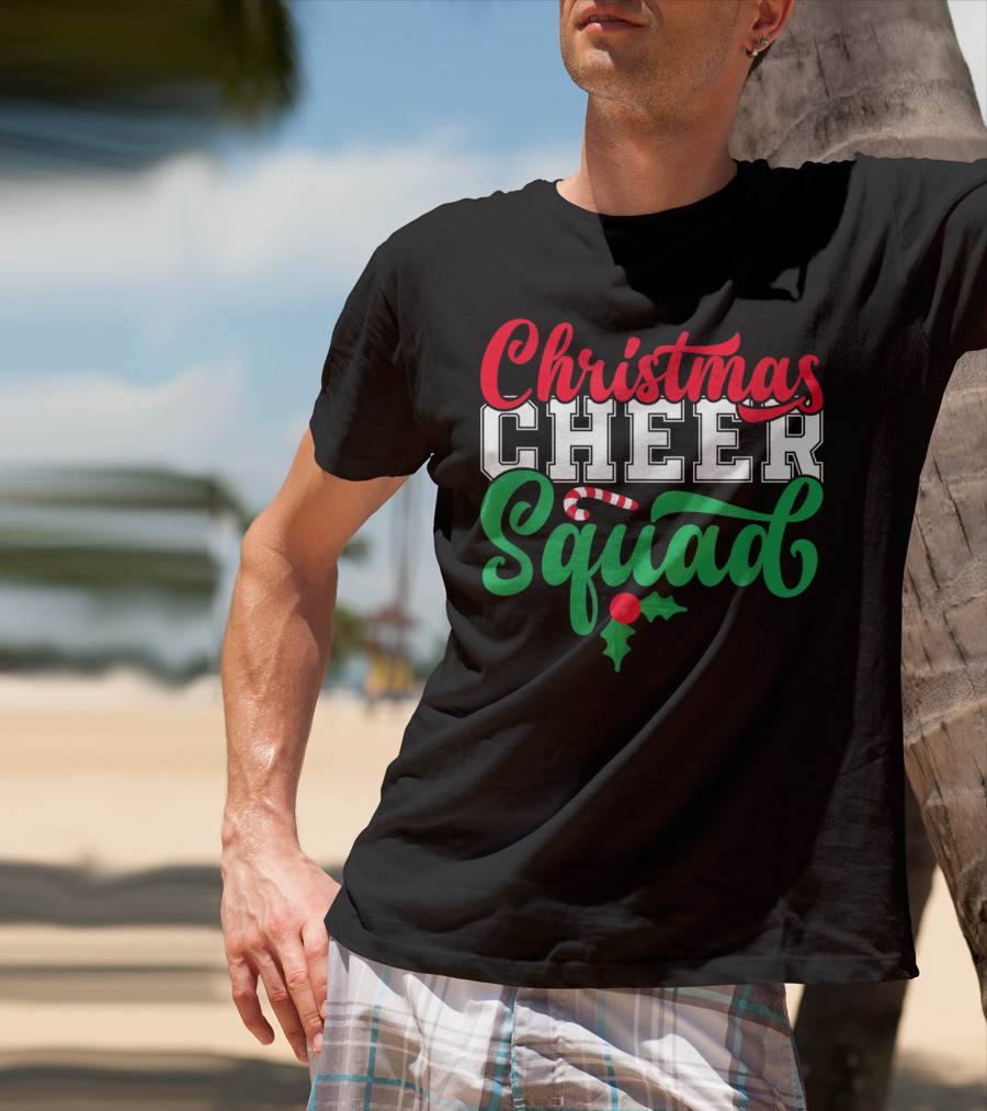 Christmas Cheer Squad Candy Cane Holly Holidays T-Shirt