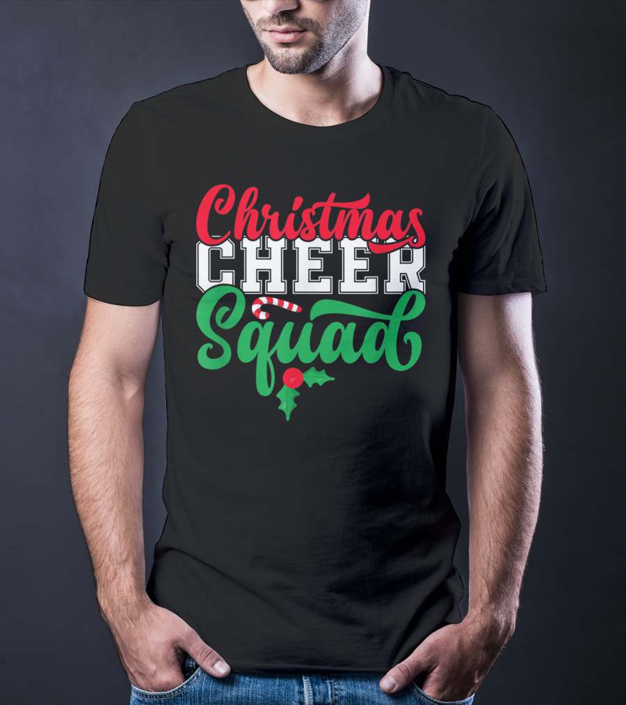 Christmas Cheer Squad Candy Cane Holly Holidays T-Shirt