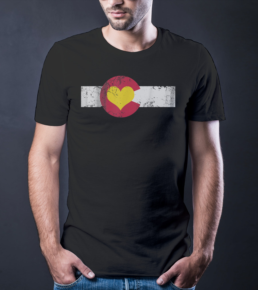 Colorado State Flag Heart Distressed T-Shirt