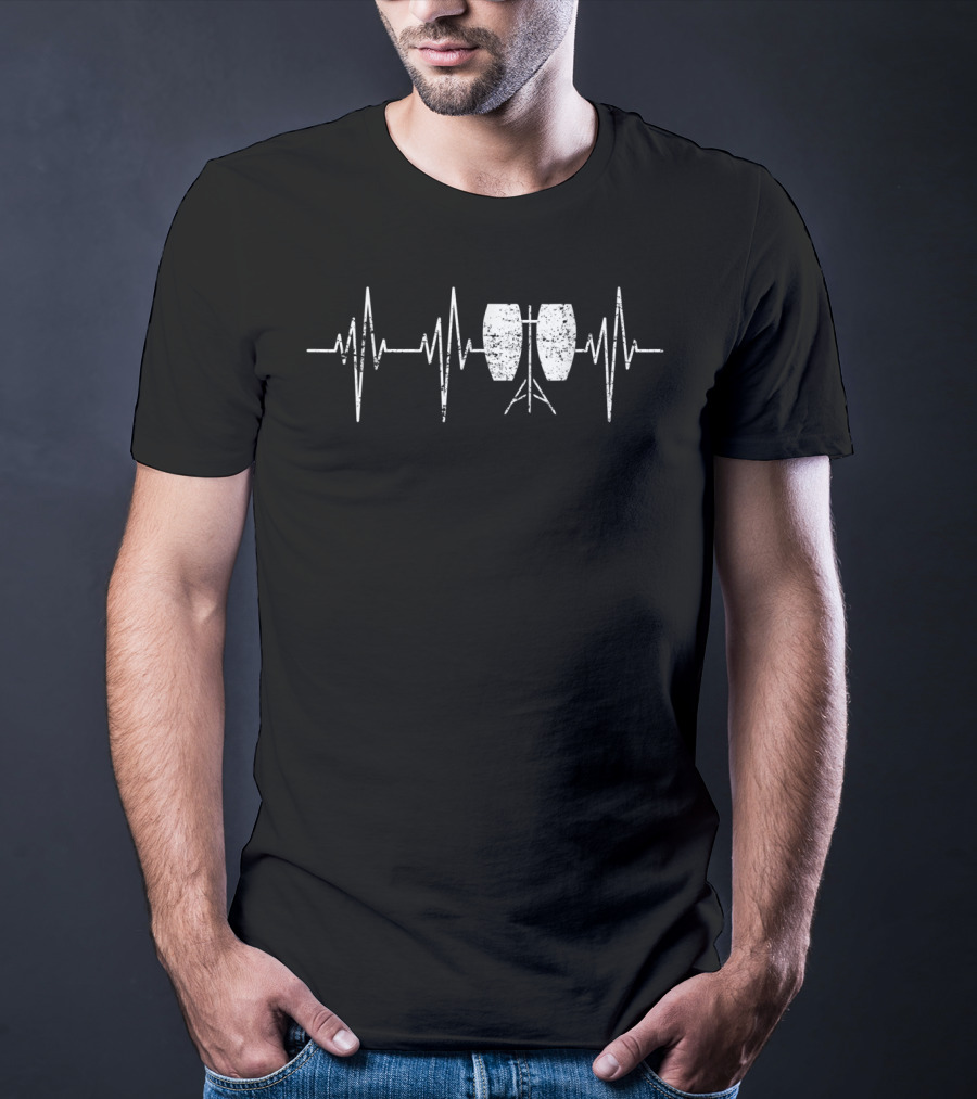 Conga Drum Heartbeat Pulse EKG Rhythm T-Shirt
