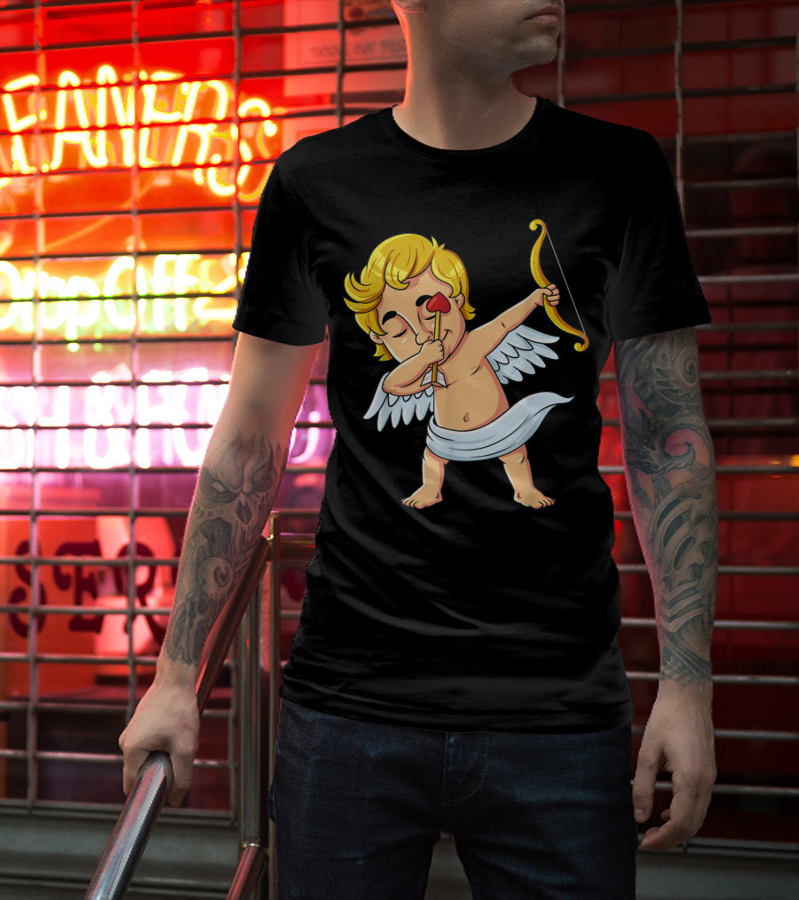 Cupid Dabbing With Heart Arrow Valentine's Day T-Shirt