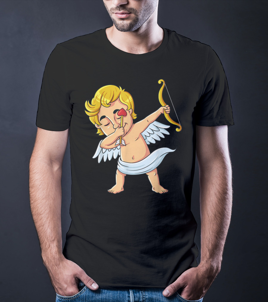 Cupid Dabbing With Heart Arrow Valentine's Day T-Shirt