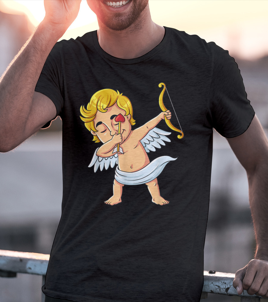 Cupid Dabbing With Heart Arrow Valentine's Day T-Shirt