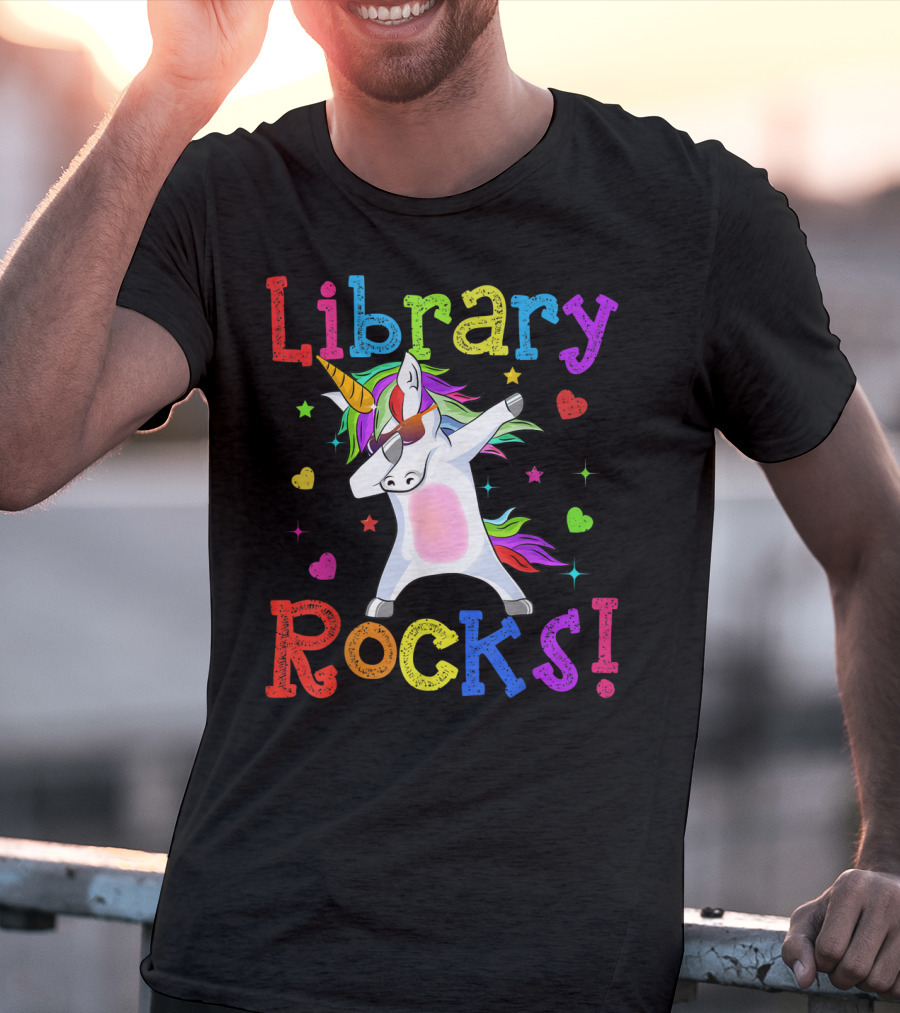 Library Rocks Dabbing Unicorn 1st Day T-Shirt