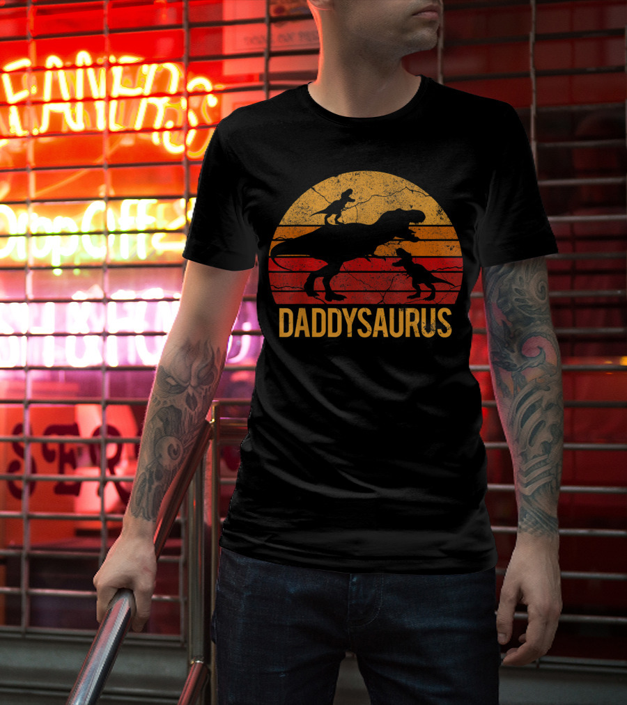 Daddysaurus Dinosaur Daddy Two 2 T-Shirt