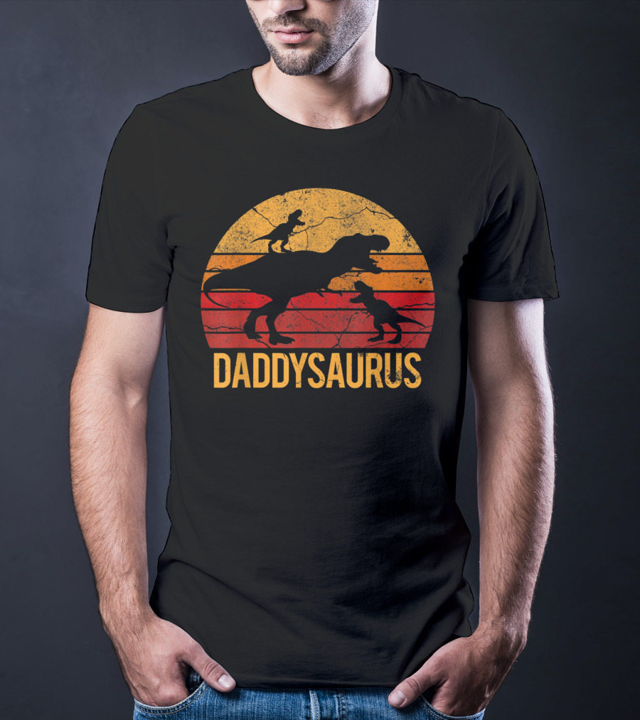 Daddysaurus Dinosaur Daddy Two 2 T-Shirt
