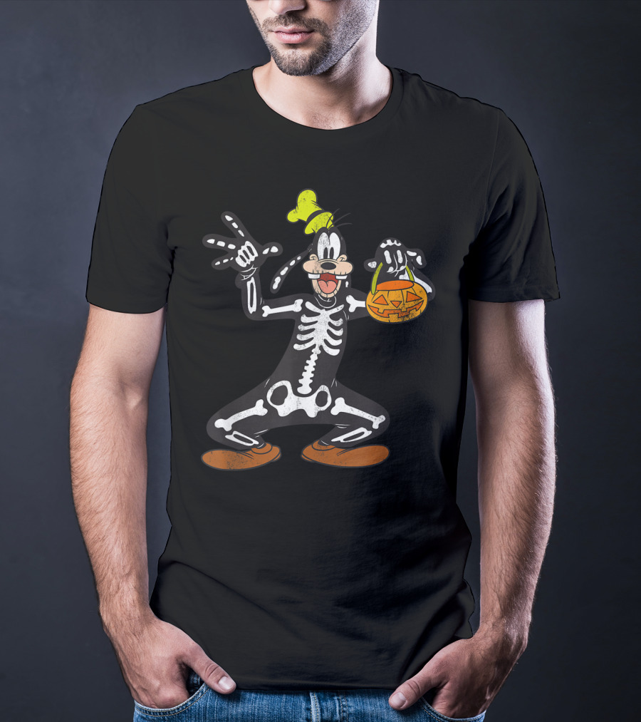 Disney Goofy Halloween Skeleton Jack-O'-Lantern T-Shirt