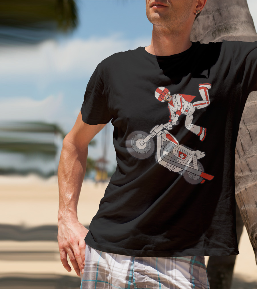 Disney Pixar Toy Story 4 Duke Caboom Canadian Motorcycle Stunt Rider T-Shirt