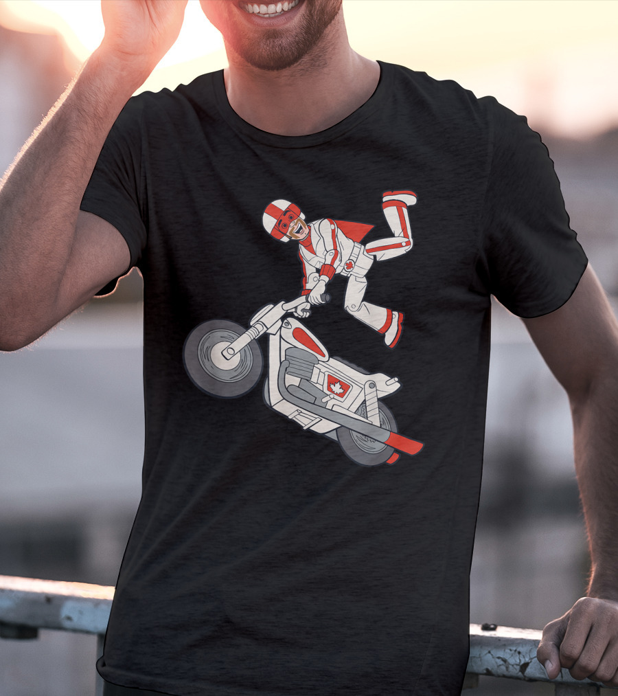 Disney Pixar Toy Story 4 Duke Caboom Canadian Motorcycle Stunt Rider T-Shirt