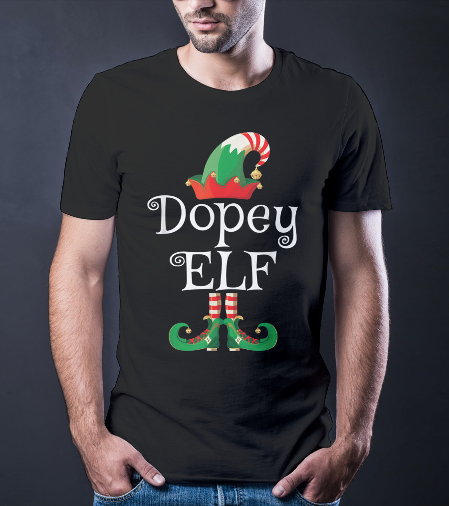 Dopey Elf Christmas Hat And Shoes T-Shirt