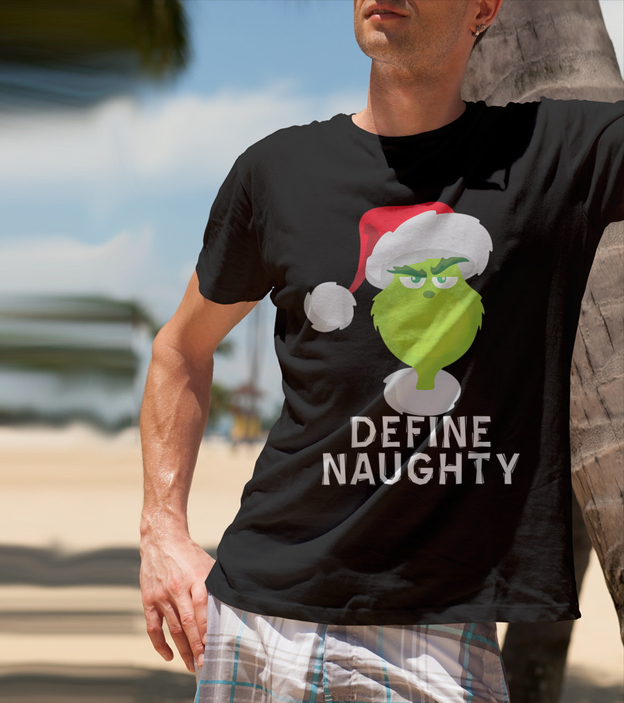 DrSeuss TheGrinch Define Naughty Santa Hat Christmas T-Shirt