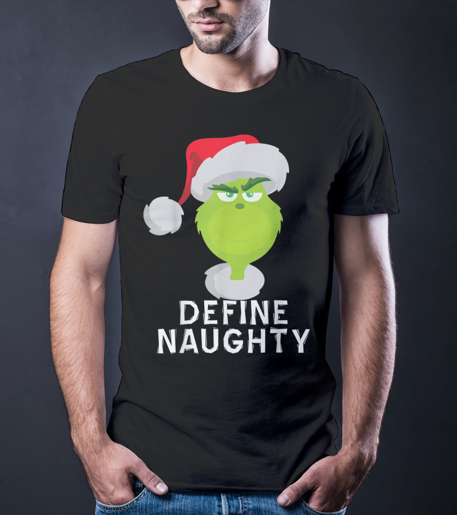 DrSeuss TheGrinch Define Naughty Santa Hat Christmas T-Shirt