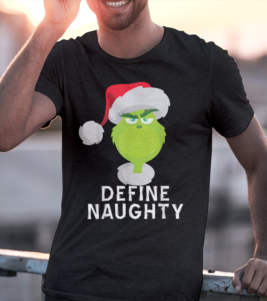 DrSeuss TheGrinch Define Naughty Santa Hat Christmas T-Shirt