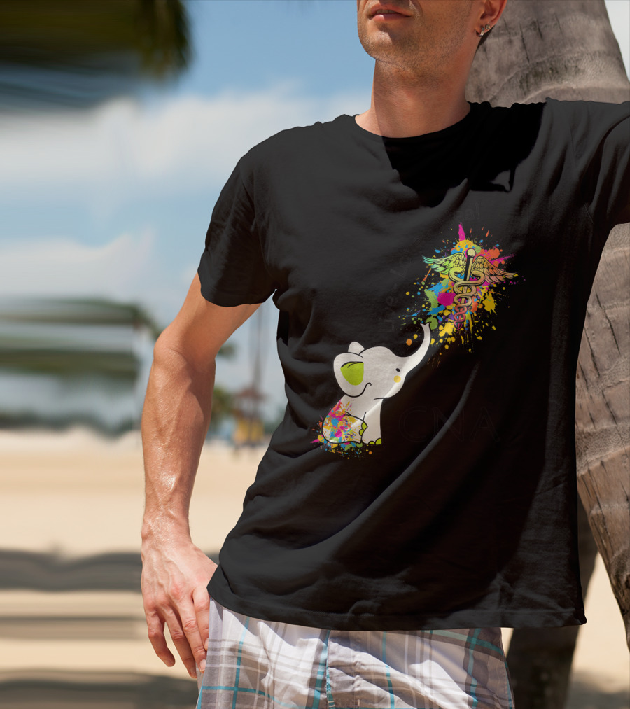 Elephant Live Love Heal CNA Colorful Caduceus T-Shirt