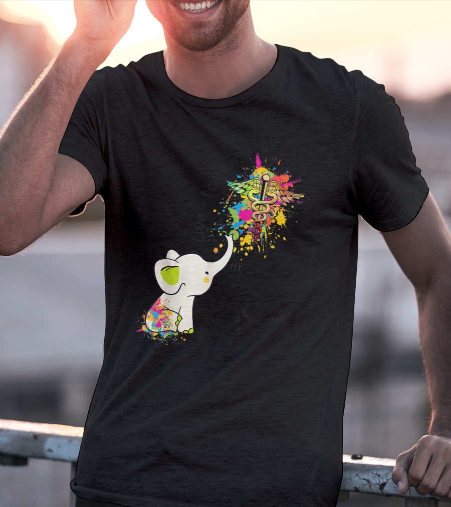 Elephant Live Love Heal CNA Colorful Caduceus T-Shirt