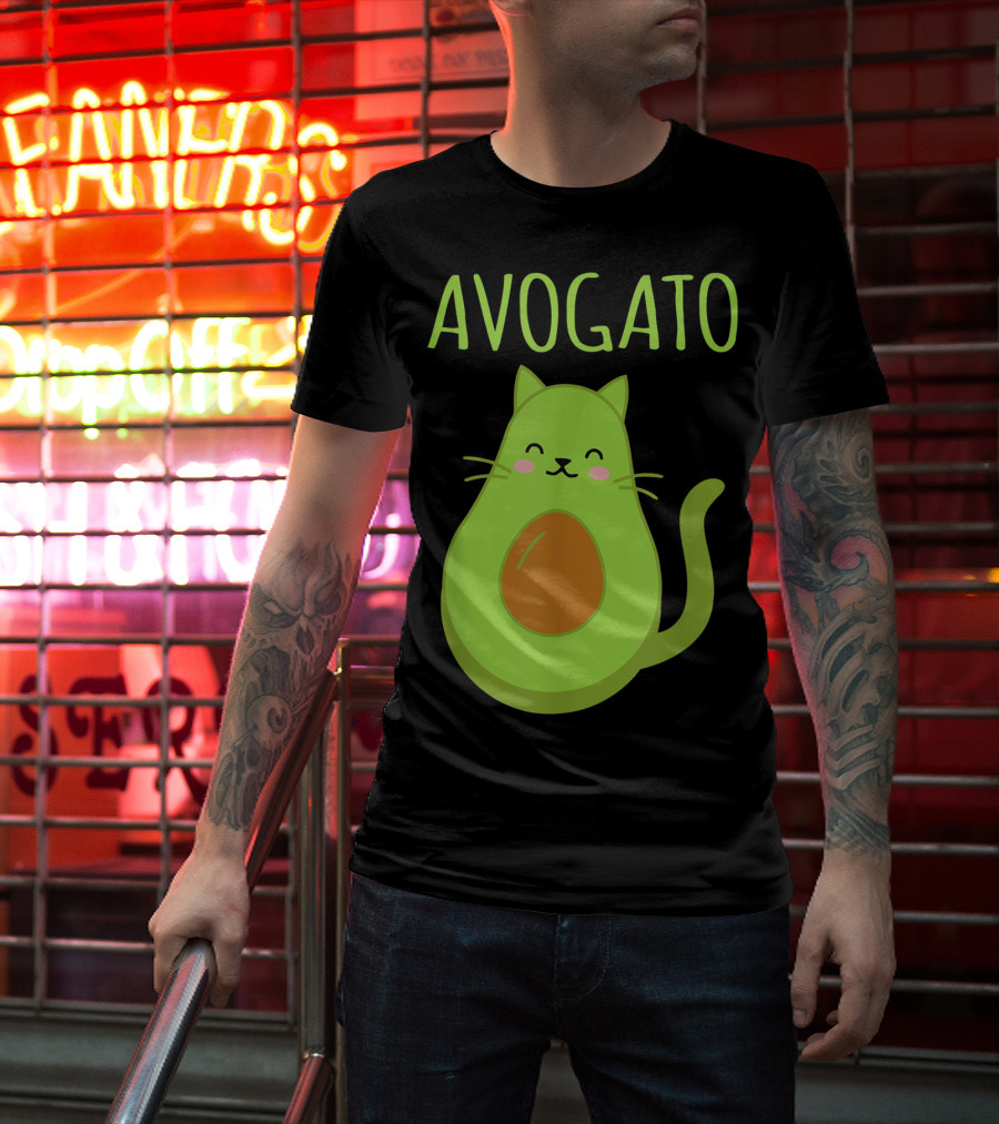 Avogato Funny Cat Avocado Kawaii T-Shirt
