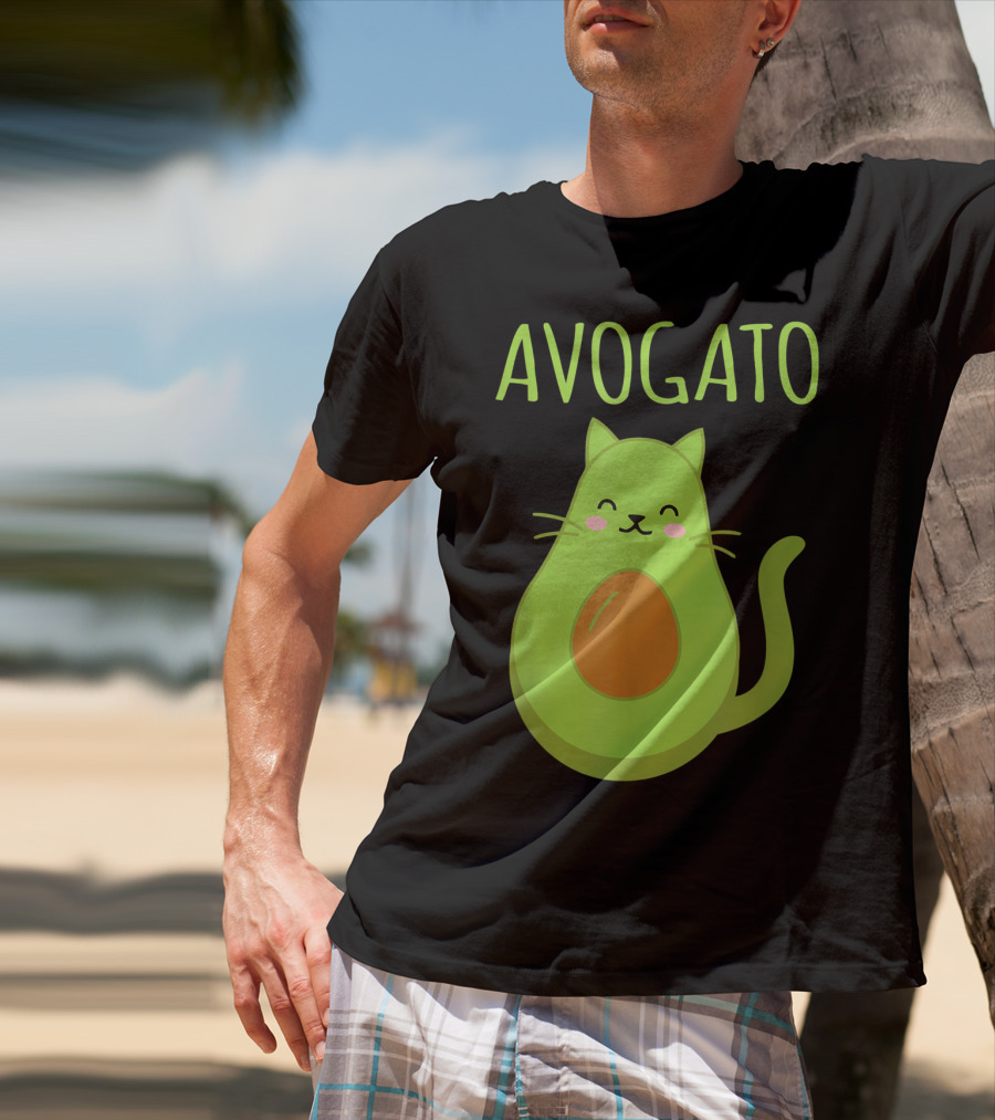 Avogato Funny Cat Avocado Kawaii T-Shirt