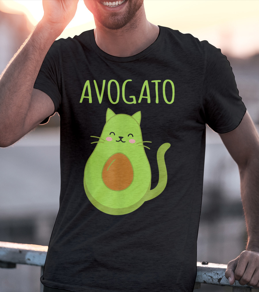 Avogato Funny Cat Avocado Kawaii T-Shirt