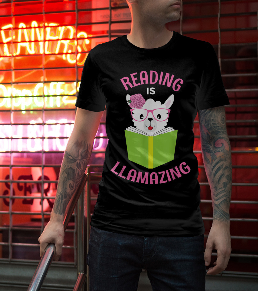 Reading Is Llamazing Funny Llama Librarian Read T-Shirt