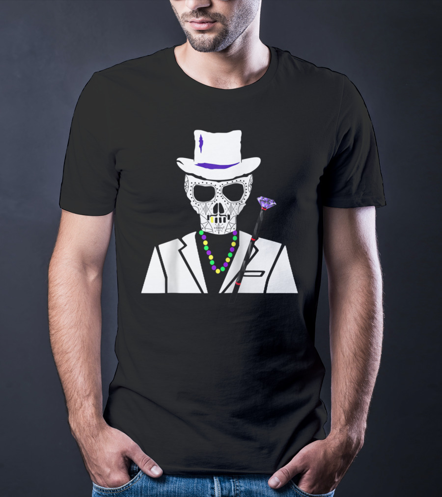 Baron Samedi Voodoo Skeleton With Top Hat And Beads T-Shirt