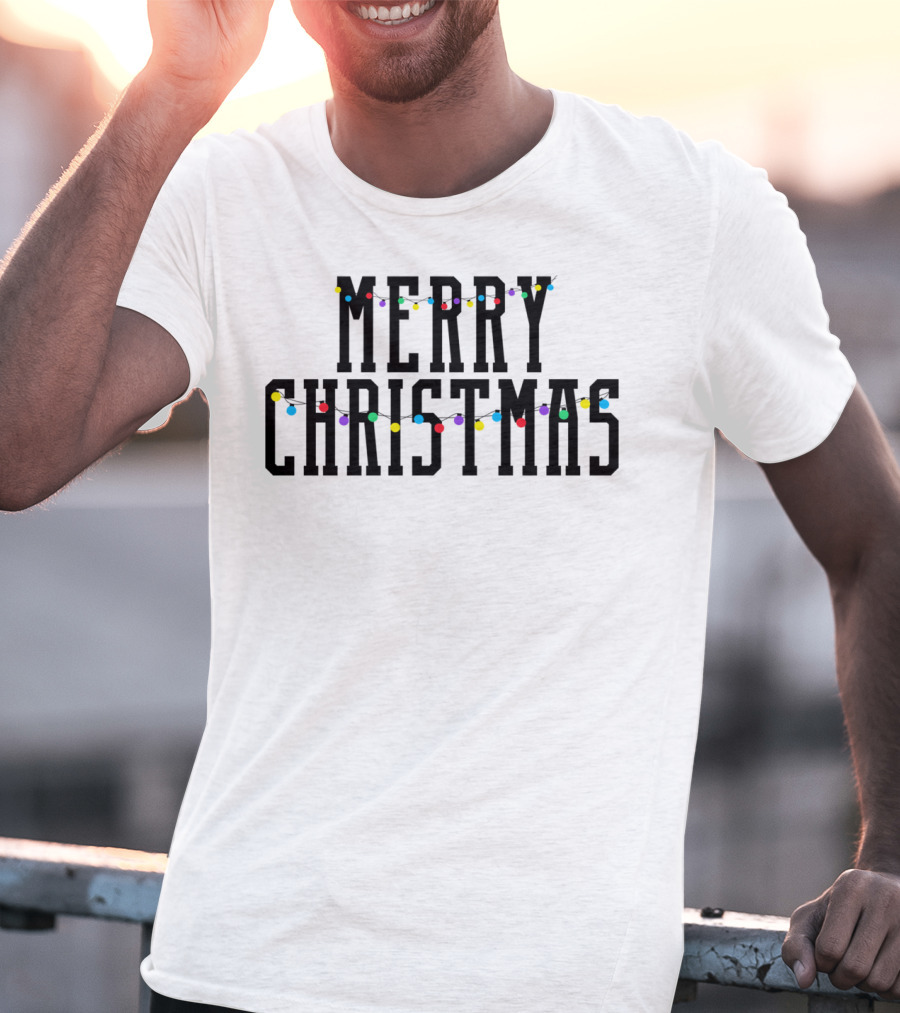 Merry Christmas Lights Festive Holiday Decor T-Shirt
