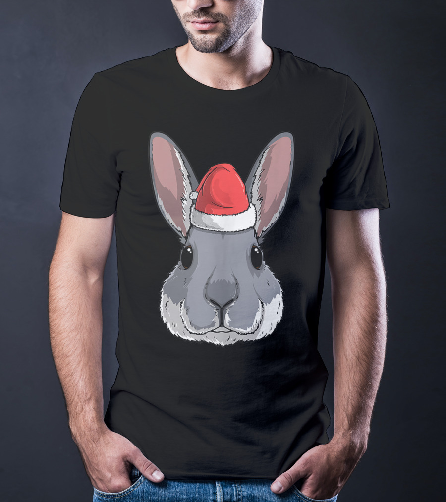 Bunny Rabbit Santa Claus Hat Christmas Xmas Festive Holiday Rabbit T-Shirt