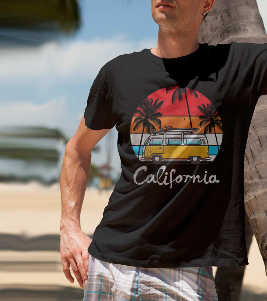 California Surf Van Vintage Sunset Retro T-Shirt