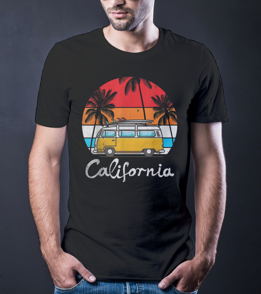 California Surf Van Vintage Sunset Retro T-Shirt