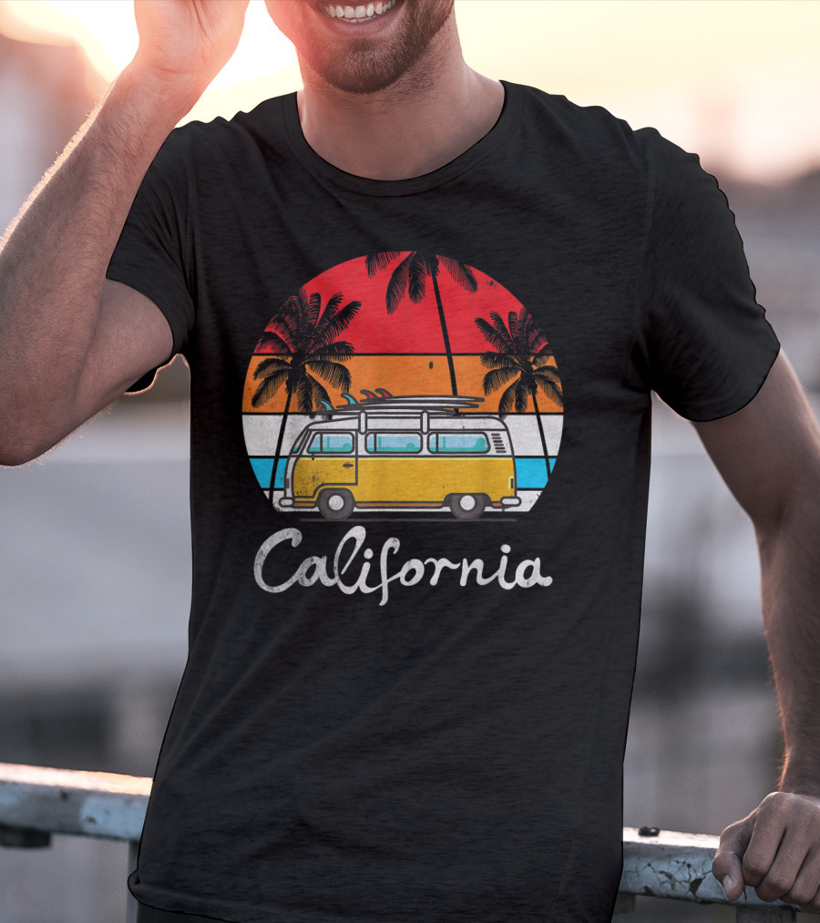 California Surf Van Vintage Sunset Retro T-Shirt