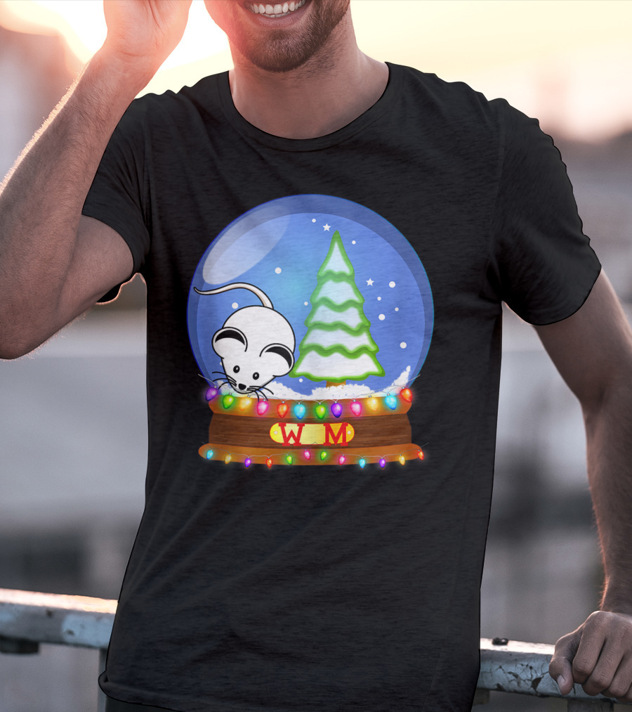 Christmas Snow Globe Santa White Mouse WM Tree T-Shirt