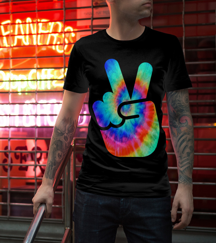 Cool Tie Dye Peace Hand T-Shirt