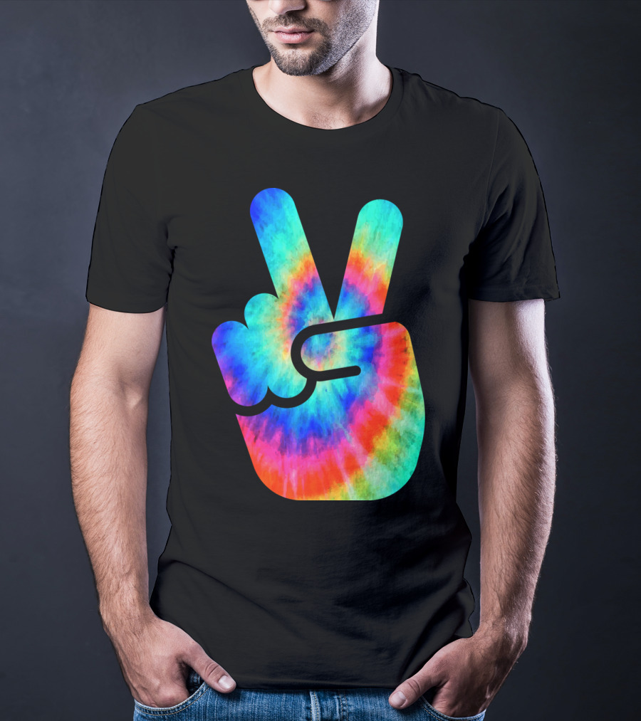 Cool Tie Dye Peace Hand T-Shirt
