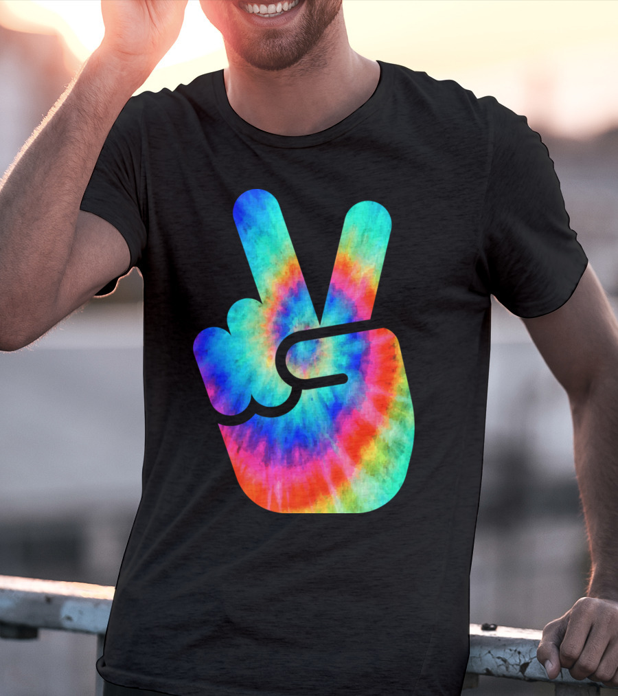 Cool Tie Dye Peace Hand T-Shirt