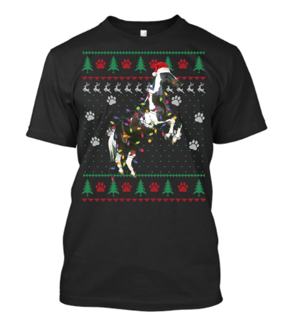 American Paint Horse Christmas Lights Santa Hat Ugly T-Shirt