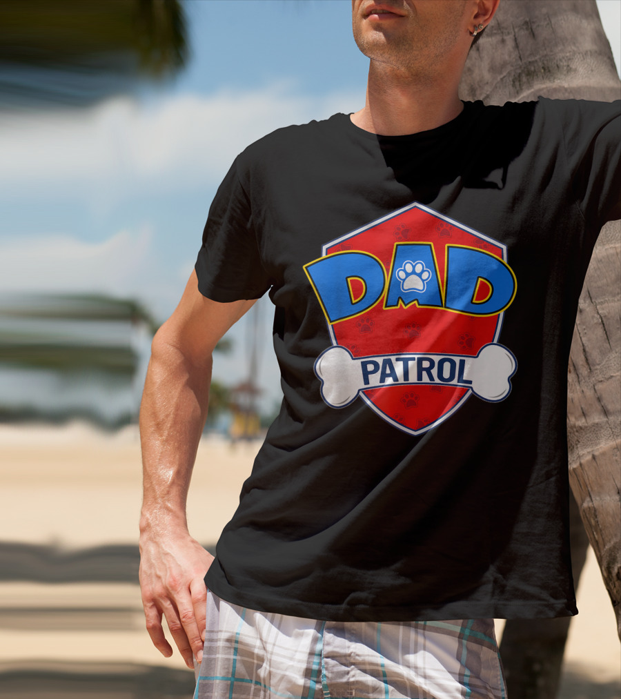 Dad Patrol Paw Print Shield T-Shirt