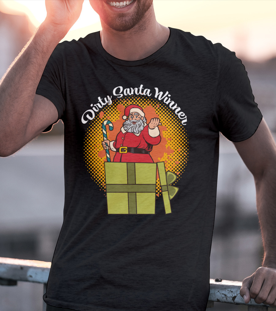 Dirty Santa Winner With Candy Cane And Christmas Gift Box T-Shirt