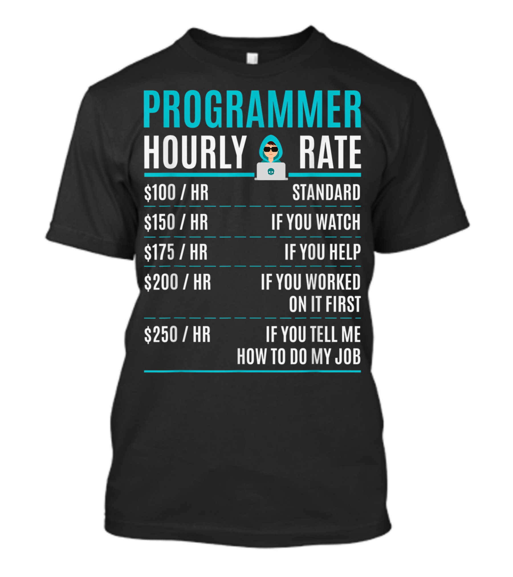 Programmer Hourly Rate Standard If You Watch Helped Worked On It First Tell Me How To Do My Job T-Shirt