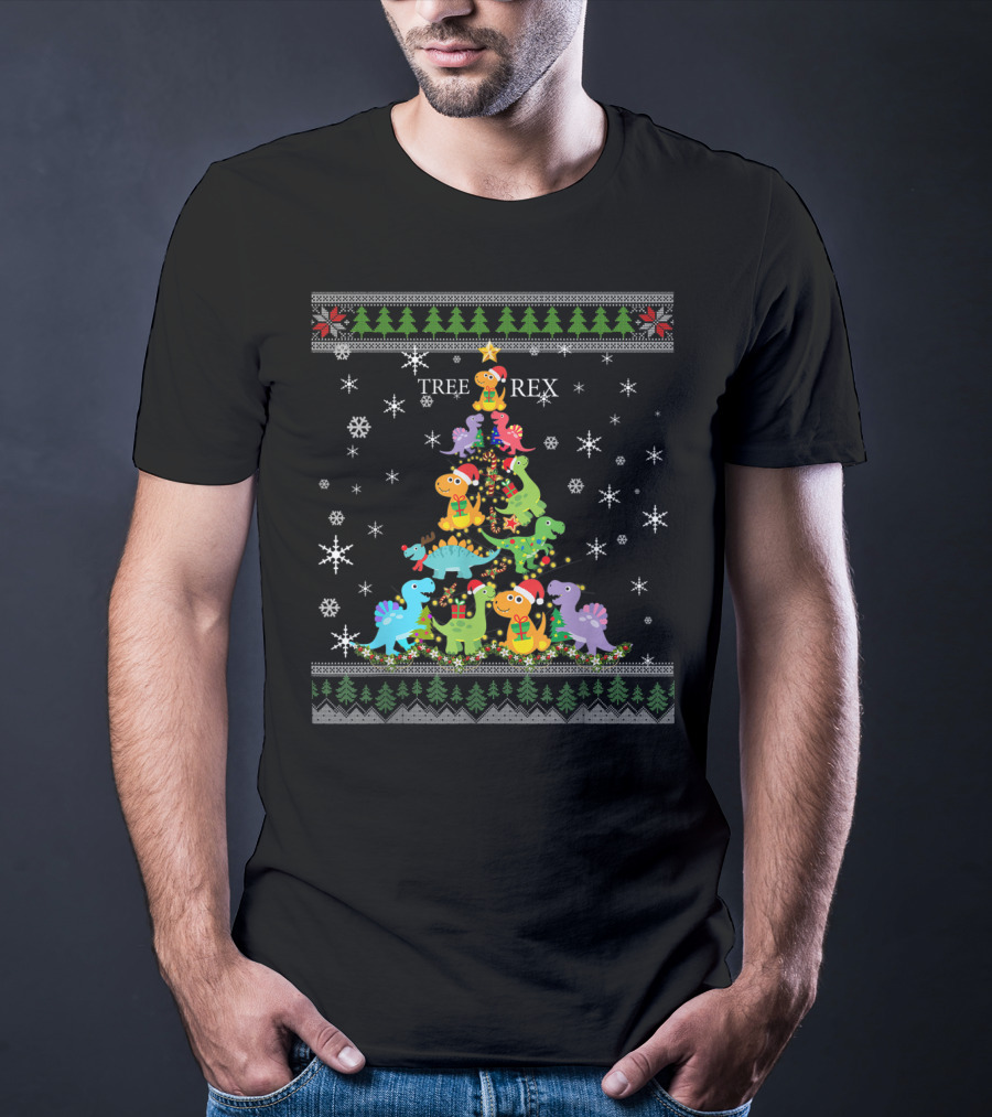 Funny T-Rex Tree Rex Dinosaur Ugly Christmas T-Shirt