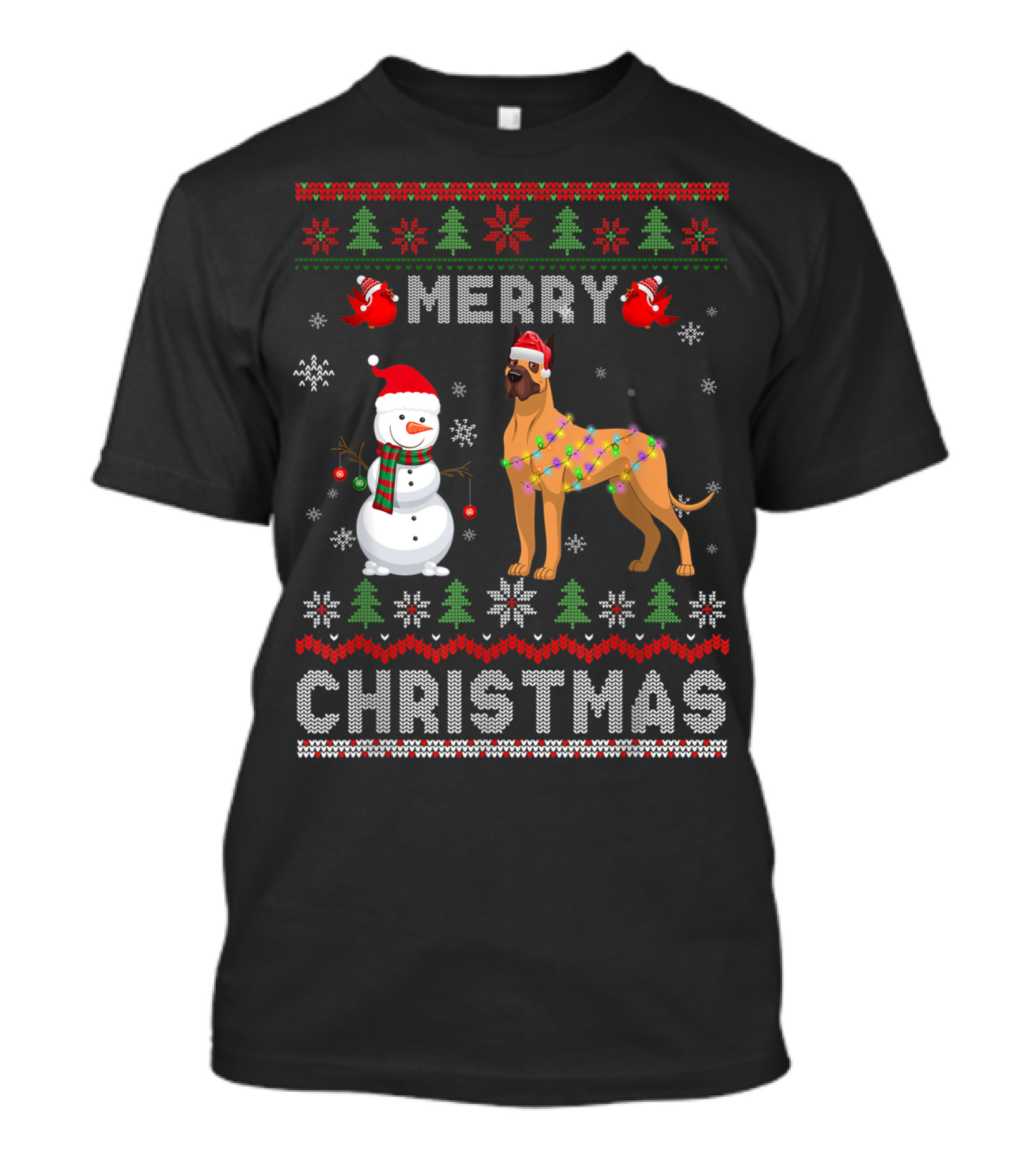 Merry Christmas Funny Xmas Great Dane Dog Snowman T-Shirt