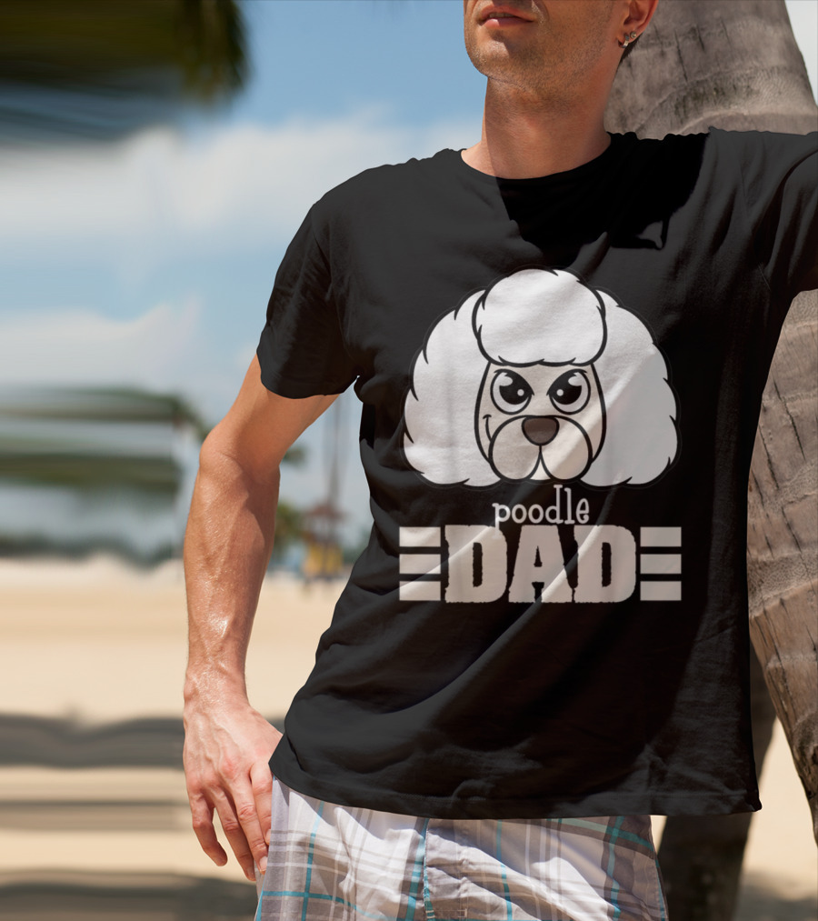 Poodle Dad Face Graphic With Text T-Shirt